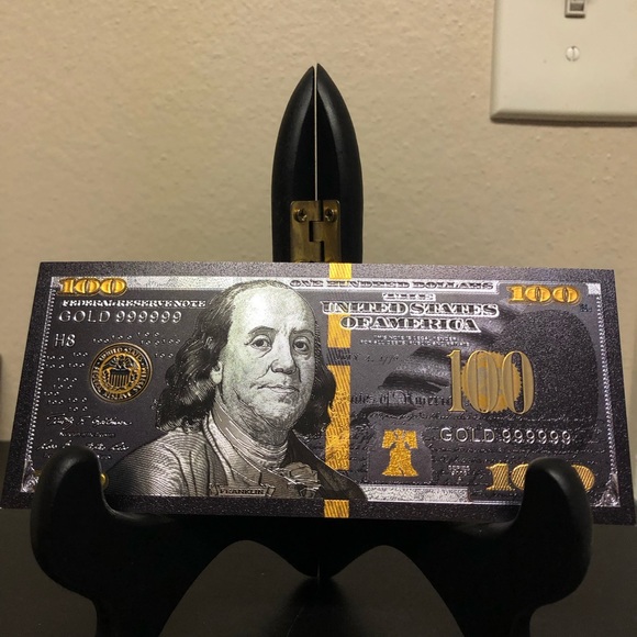 24k Gold / Black Foil Plated $100 (One Hundred US Dollar) Banknote - Picture 1 of 8